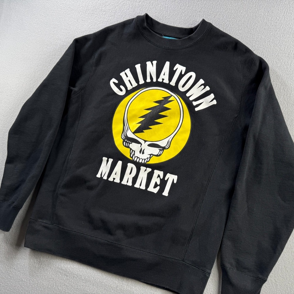 Grateful Dead x Chinatown Market Mens M Sweatshirt Crewneck Double Sided Skull